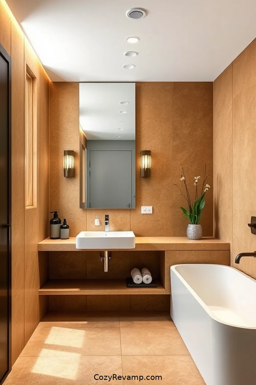 Cork Wall Panels for Texture for 17 Ways to Use Cork Material in Your Mid-Century Modern Bathroom