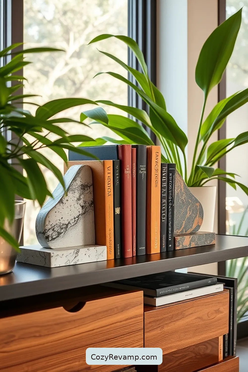 18 Essential Elements of a Mid-Century Modern Library Featuring Natural Fibers 17 Decorative Bookends for 18 Essential Elements of a Mid-Century Modern Library Featuring Natural Fibers
