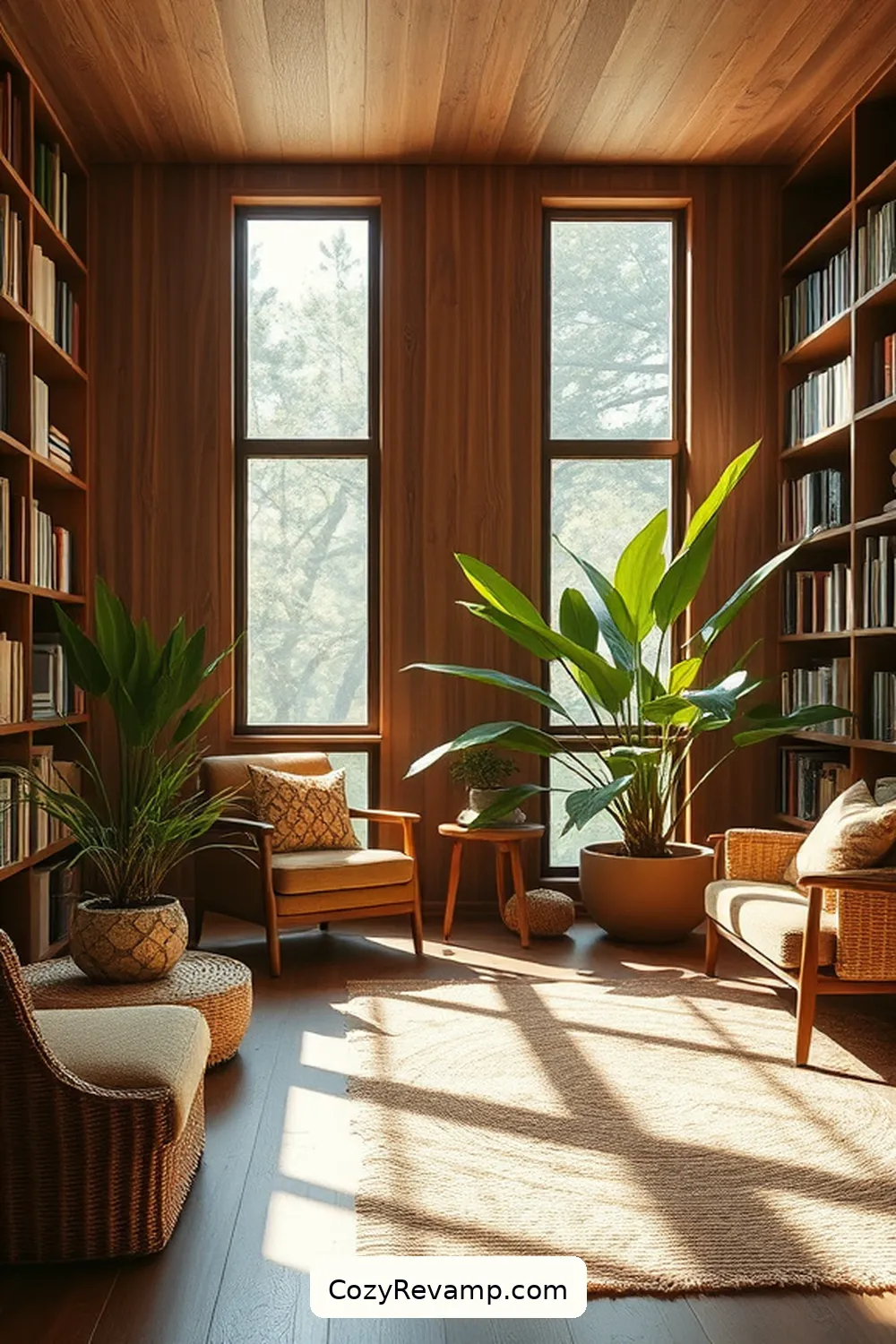 18 Essential Elements of a Mid-Century Modern Library Featuring Natural Fibers 10 Earthy Color Palette for 18 Essential Elements of a Mid-Century Modern Library Featuring Natural Fibers
