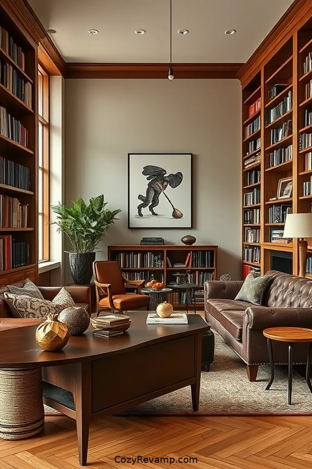 18 Essential Elements of a Mid-Century Modern Library Featuring Natural Fibers 9 Leather Touches for 18 Essential Elements of a Mid-Century Modern Library Featuring Natural Fibers