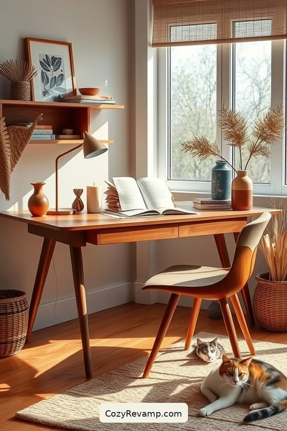 18 Essential Elements of a Mid-Century Modern Library Featuring Natural Fibers 14 Mid-Century Modern Desks for 18 Essential Elements of a Mid-Century Modern Library Featuring Natural Fibers