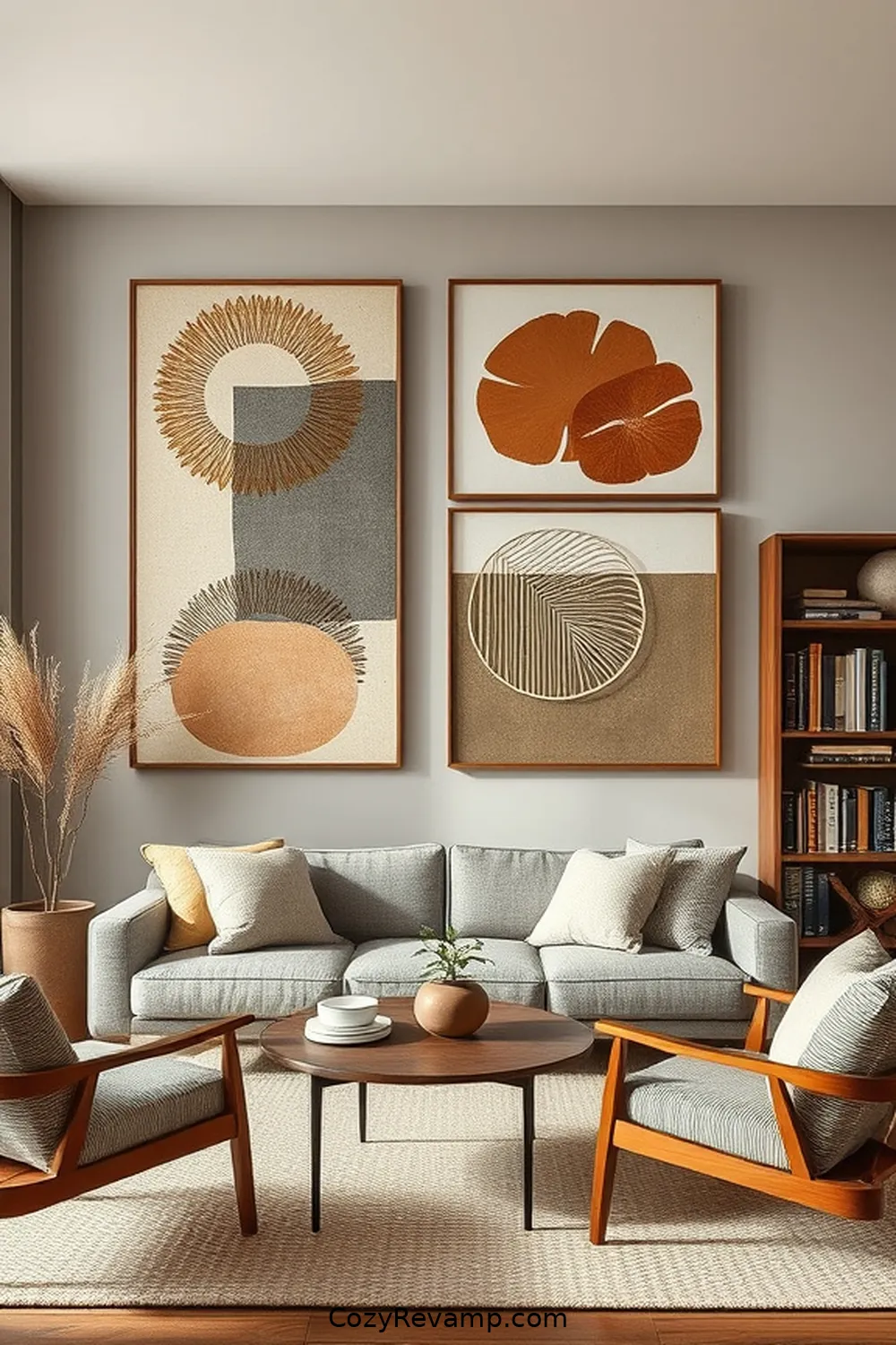 18 Essential Elements of a Mid-Century Modern Library Featuring Natural Fibers 11 Minimalist Wall Art for 18 Essential Elements of a Mid-Century Modern Library Featuring Natural Fibers