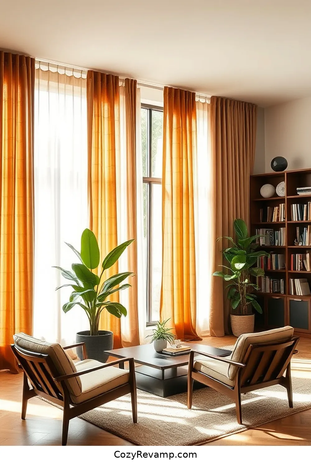 18 Essential Elements of a Mid-Century Modern Library Featuring Natural Fibers 18 Natural Fiber Curtains for 18 Essential Elements of a Mid-Century Modern Library Featuring Natural Fibers