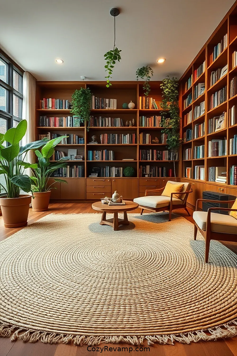 18 Essential Elements of a Mid-Century Modern Library Featuring Natural Fibers 3 Natural Fiber Rugs for 18 Essential Elements of a Mid-Century Modern Library Featuring Natural Fibers