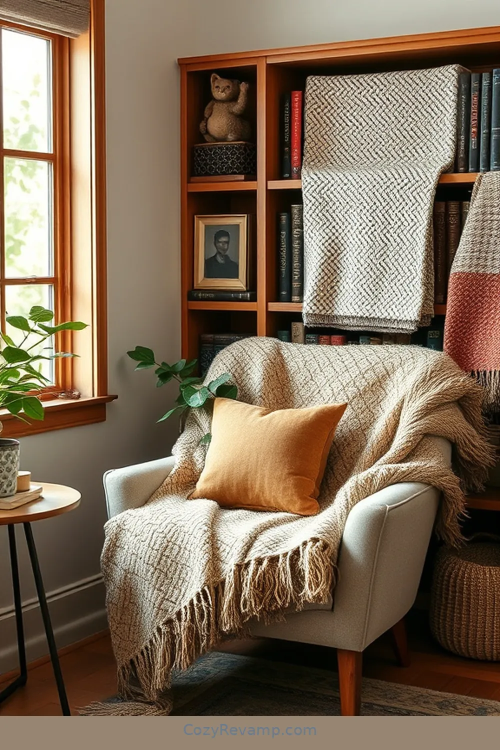 18 Essential Elements of a Mid-Century Modern Library Featuring Natural Fibers 4 Textured Throws for 18 Essential Elements of a Mid-Century Modern Library Featuring Natural Fibers