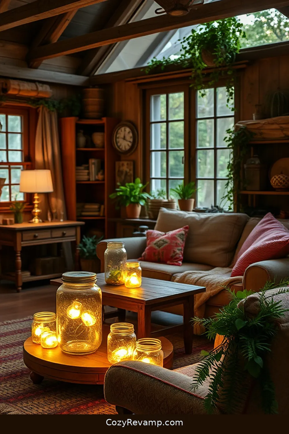 18 Essential Materials for Rustic Living Rooms With Solar-Powered Lights 11 Mason Jar Decor for 18 Essential Materials for Rustic Living Rooms With Solar-Powered Lights