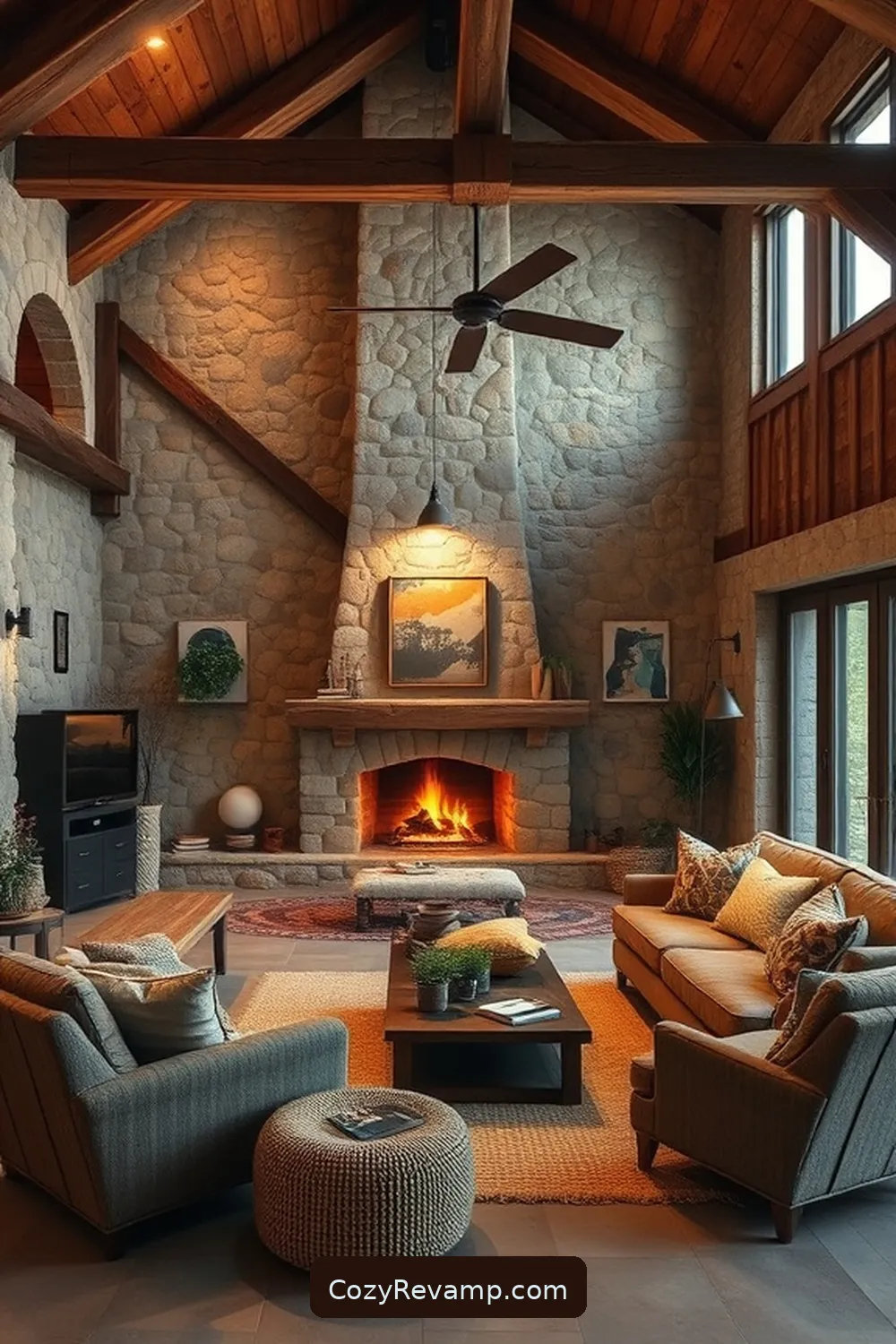 18 Essential Materials for Rustic Living Rooms With Solar-Powered Lights 3 Natural Stone for 18 Essential Materials for Rustic Living Rooms With Solar-Powered Lights