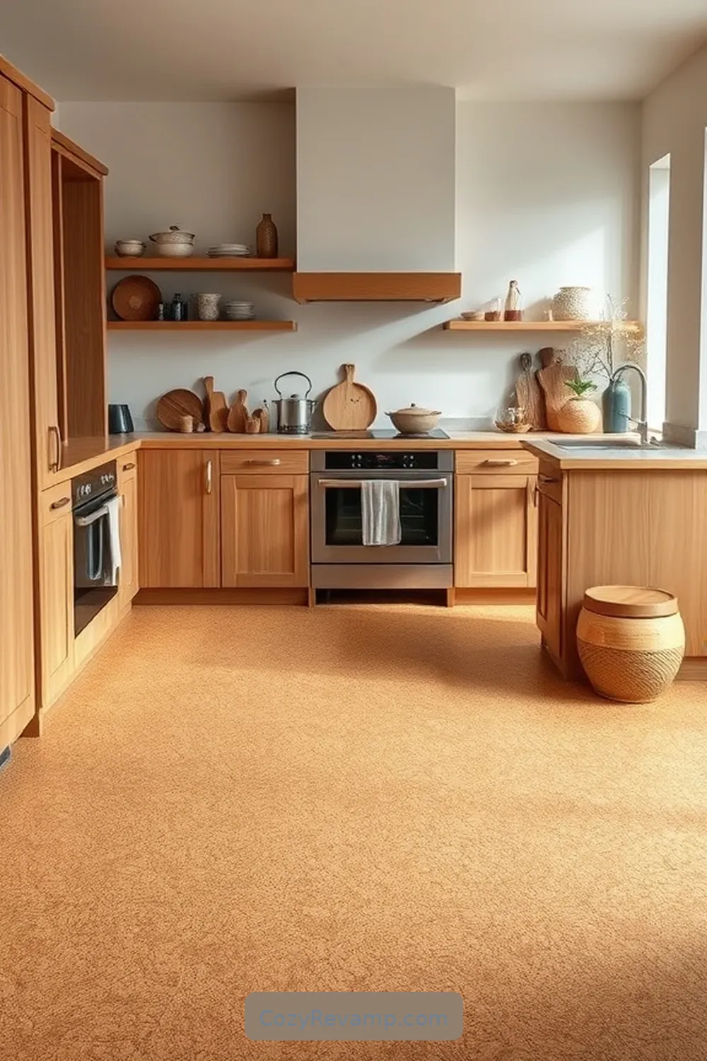 Cork Flooring for 18 Essential Materials for a Minimalist Kitchen With Natural Fibers