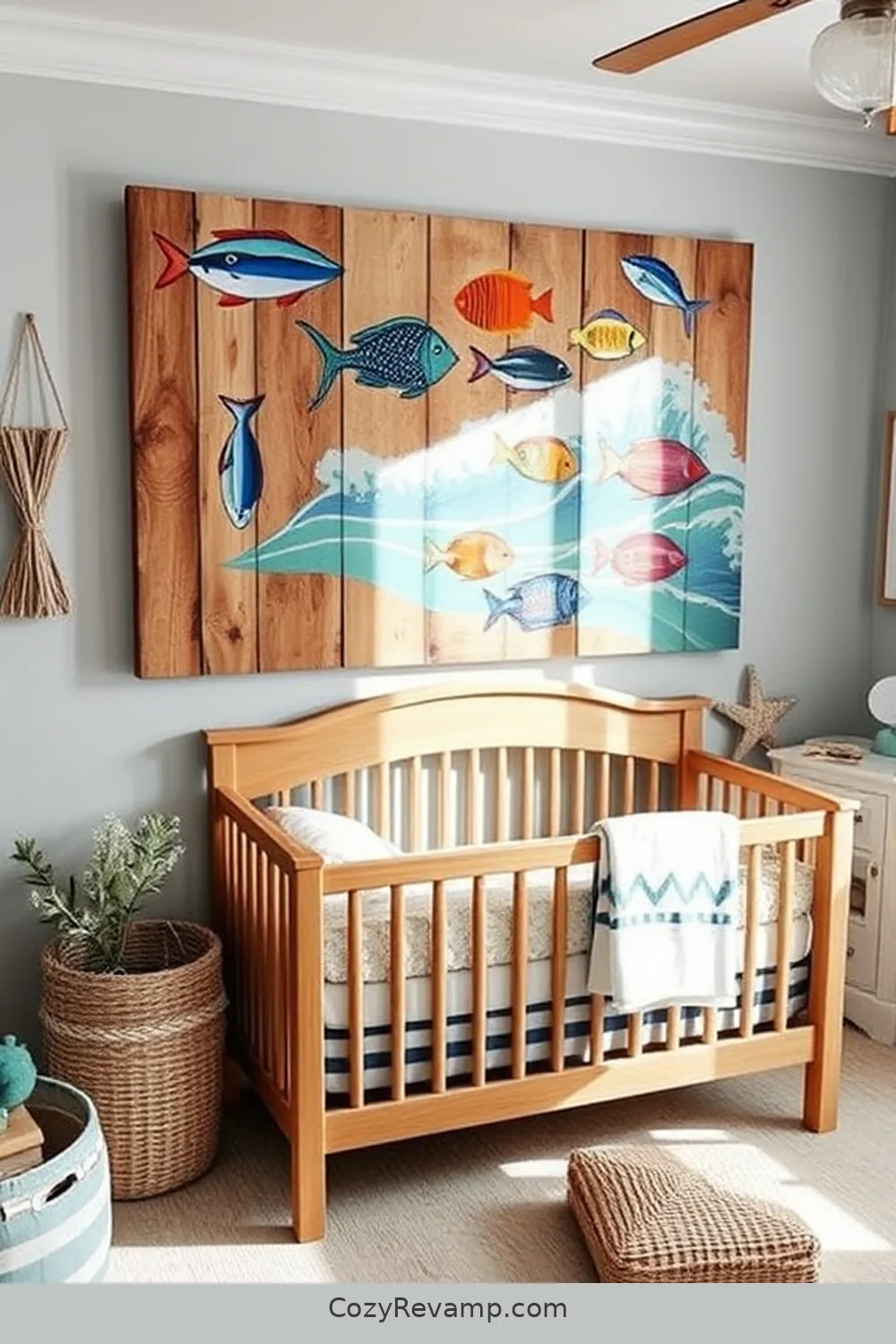 18 Essential Tips for Designing a Coastal Nursery With Recycled Wood Material 17 Use Reclaimed Wood for Wall Art for 18 Essential Tips for Designing a Coastal Nursery With Recycled Wood Material