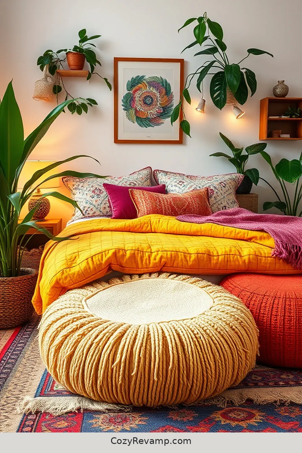 18 Essentials for a Bohemian Bedroom With Organic Cotton Material 11 Colorful Organic Cotton Poufs for 18 Essentials for a Bohemian Bedroom With Organic Cotton Material