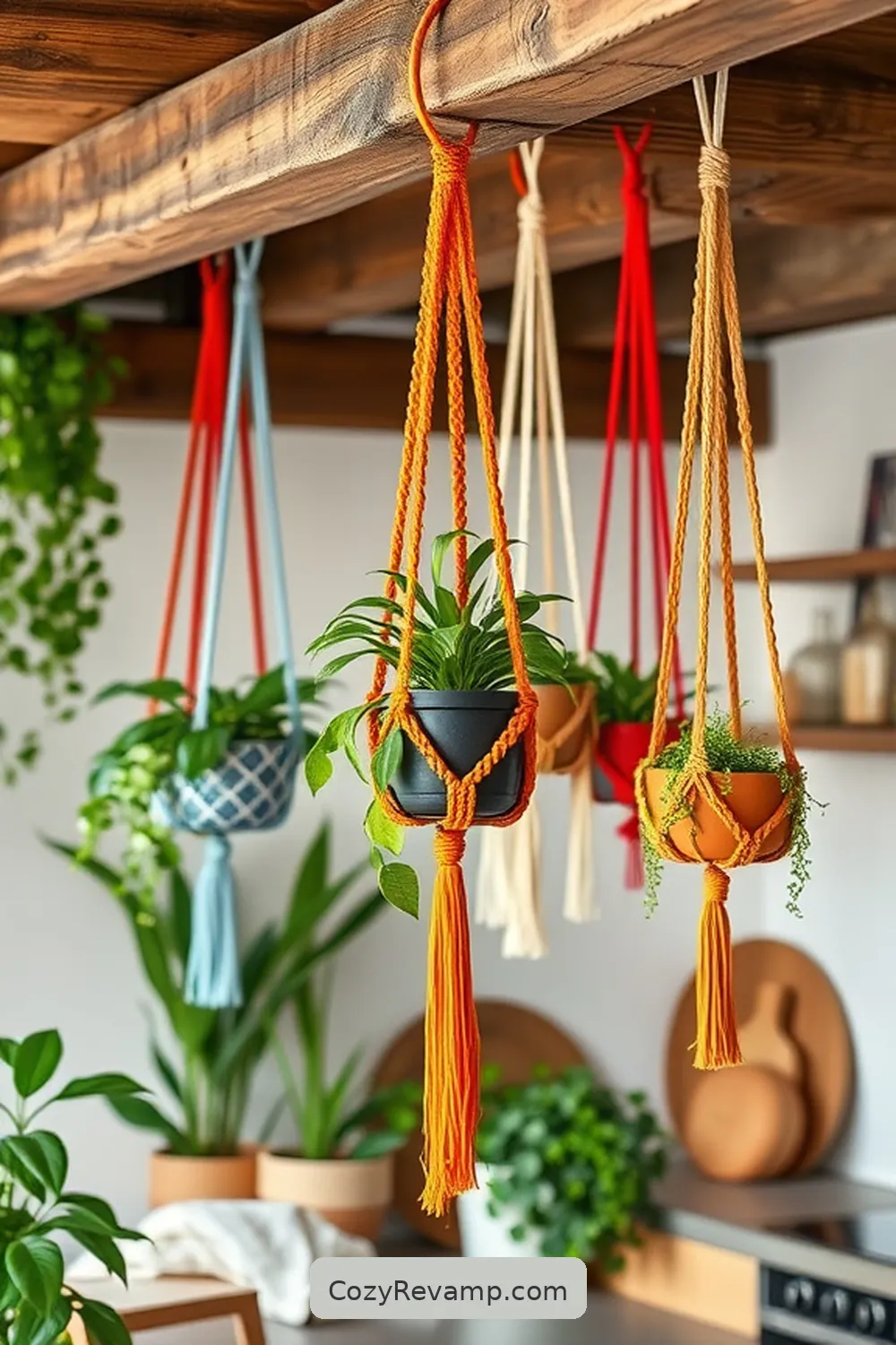 18 Essentials for a Bohemian Kitchen With Organic Cotton Material 7 Hang Macramé Plant Holders for 18 Essentials for a Bohemian Kitchen With Organic Cotton Material