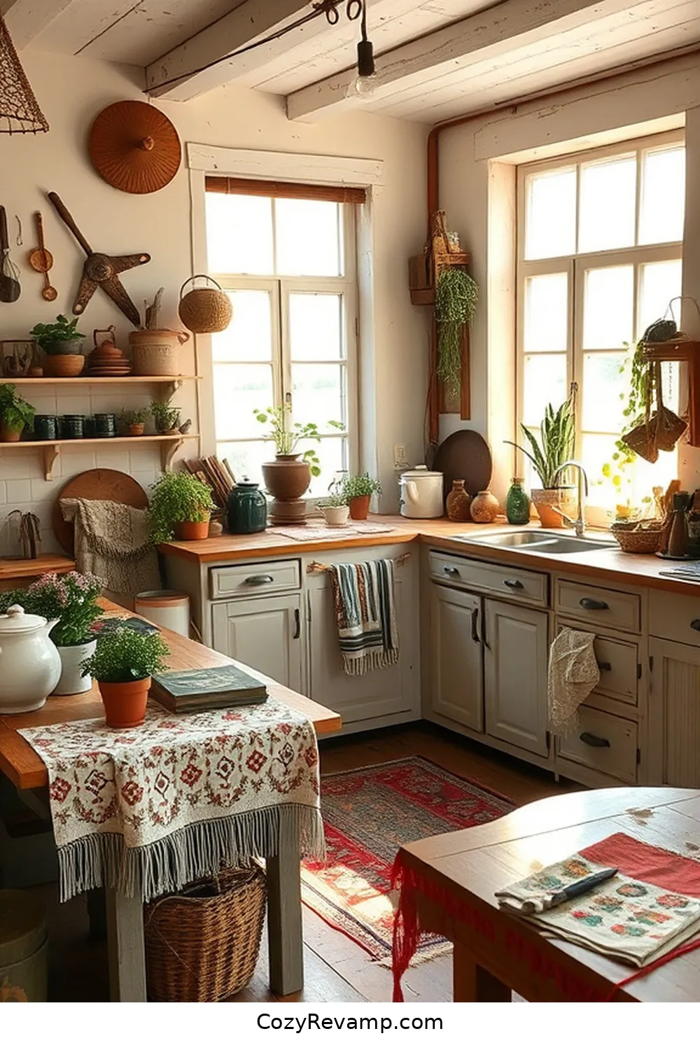 18 Essentials for a Bohemian Kitchen With Organic Cotton Material 5 Use Vintage or Upcycled Furniture for 18 Essentials for a Bohemian Kitchen With Organic Cotton Material