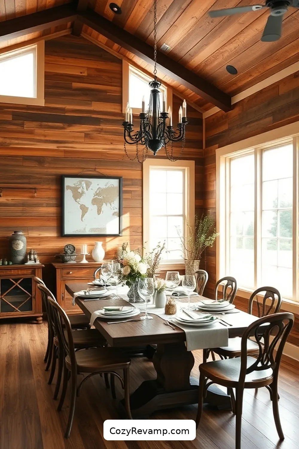18 Inspiring Ideas for a Modern Farmhouse Dining Room Featuring Reclaimed Materials 6 Reclaimed Wood Wall Paneling for Texture for 18 Inspiring Ideas for a Modern Farmhouse Dining Room Featuring Reclaimed Materials