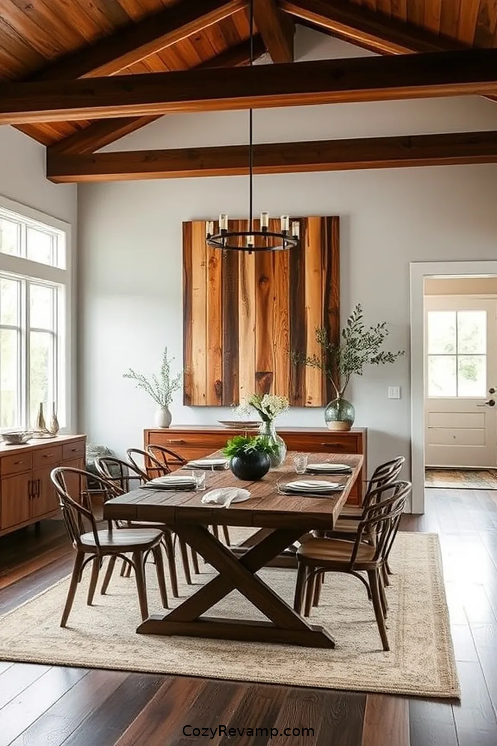 18 Inspiring Ideas for a Modern Farmhouse Dining Room Featuring Reclaimed Materials 8 Statement Art Made From Reclaimed Materials for 18 Inspiring Ideas for a Modern Farmhouse Dining Room Featuring Reclaimed Materials