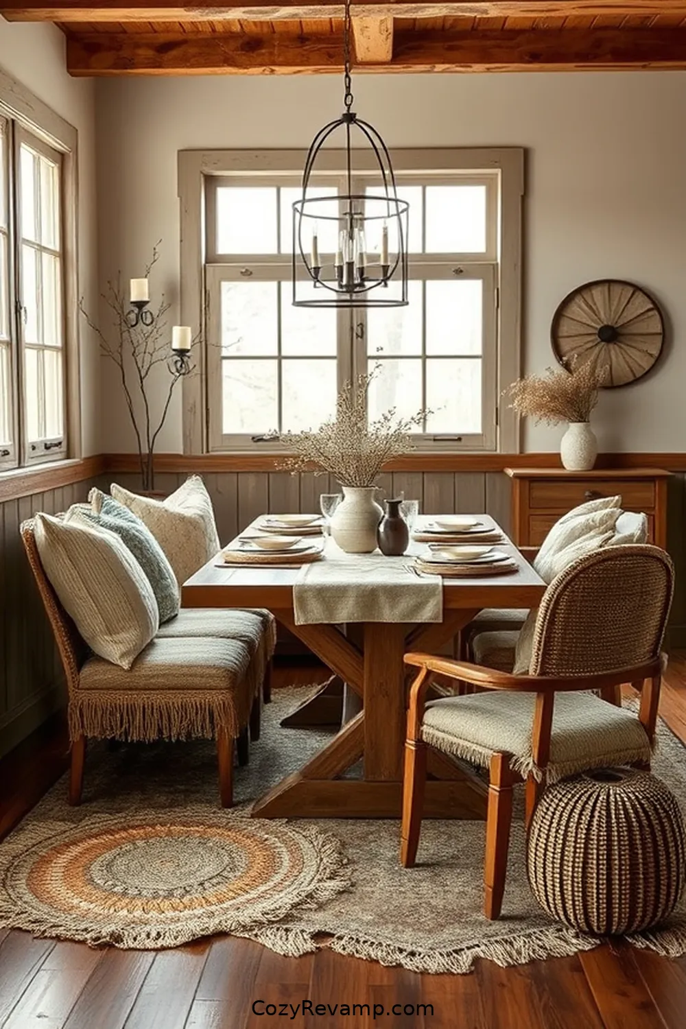 18 Inspiring Ideas for a Modern Farmhouse Dining Room Featuring Reclaimed Materials 10 Textured Fabrics for a Warm Atmosphere for 18 Inspiring Ideas for a Modern Farmhouse Dining Room Featuring Reclaimed Materials