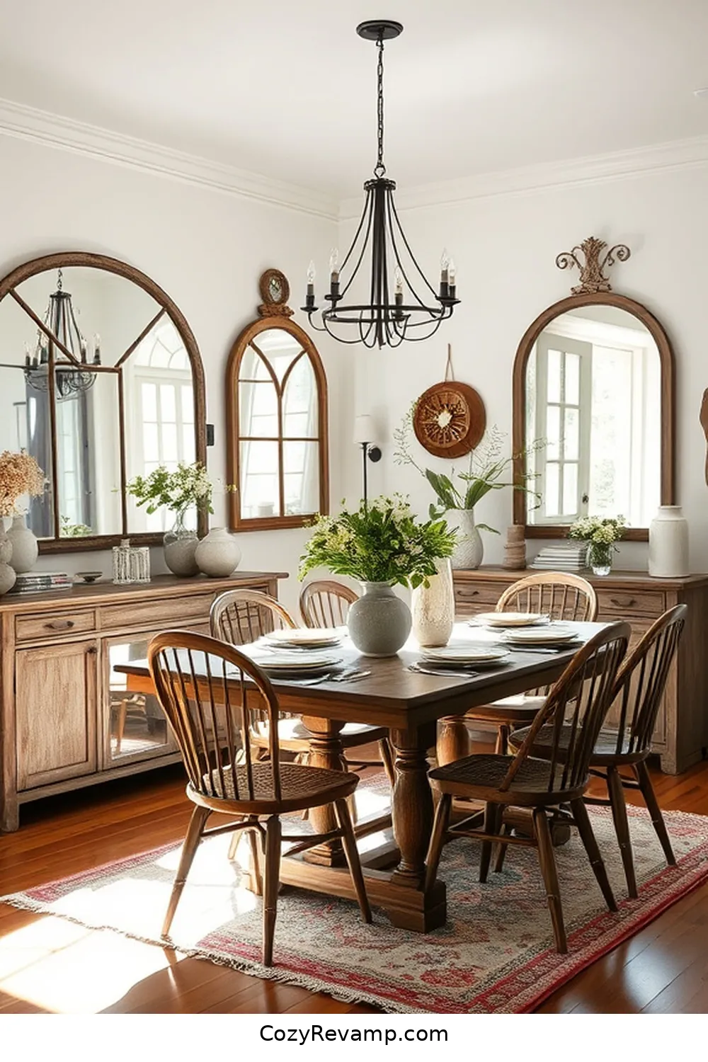 18 Inspiring Ideas for a Modern Farmhouse Dining Room Featuring Reclaimed Materials 18 Vintage Farmhouse Mirrors to Enhance Light for 18 Inspiring Ideas for a Modern Farmhouse Dining Room Featuring Reclaimed Materials