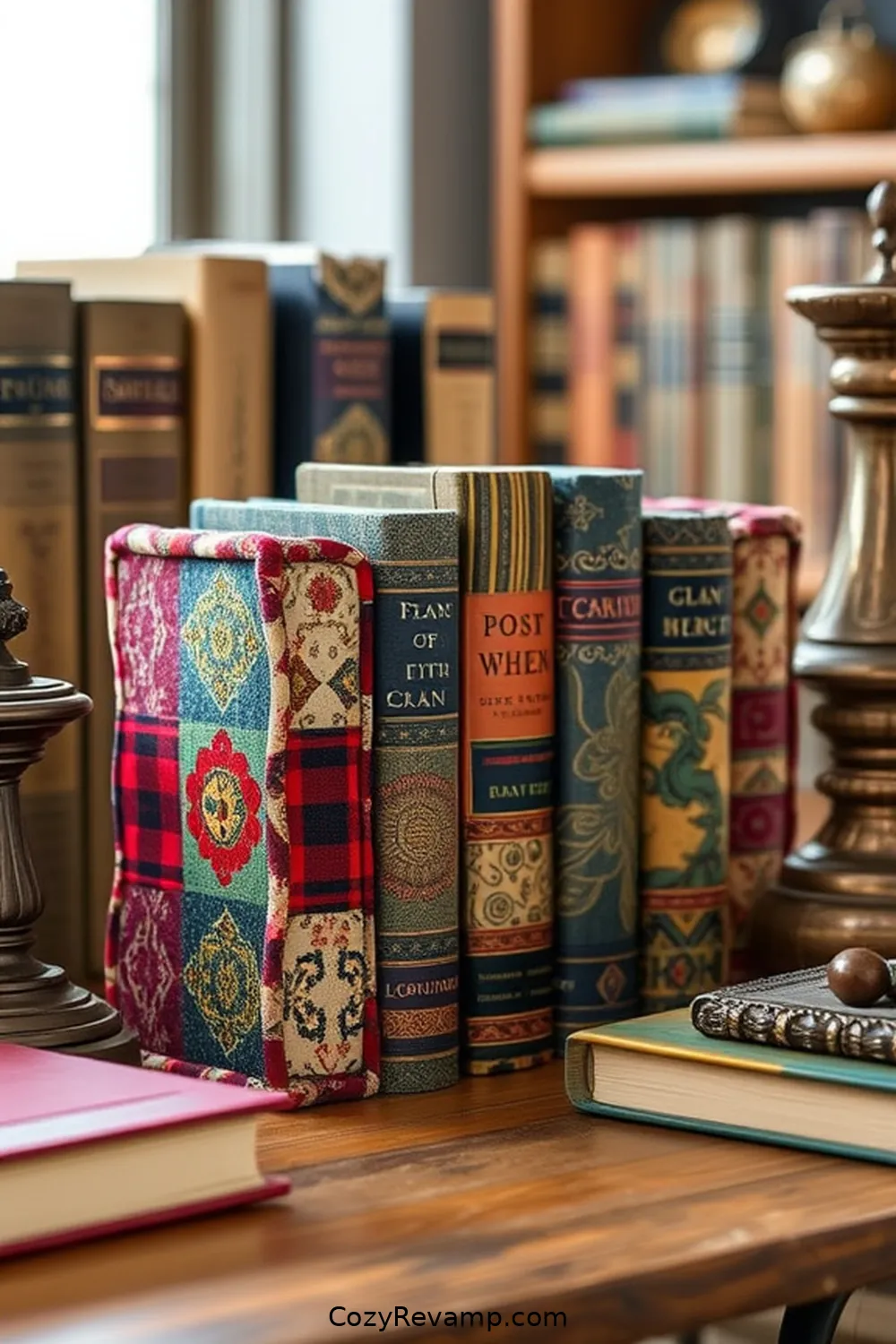 Decorative Fabric Bookends for 18 Inspiring Ideas for a Rustic Library With Upcycled Fabric Material