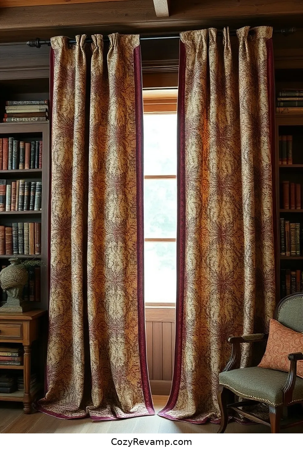 Handmade Fabric Curtains for 18 Inspiring Ideas for a Rustic Library With Upcycled Fabric Material