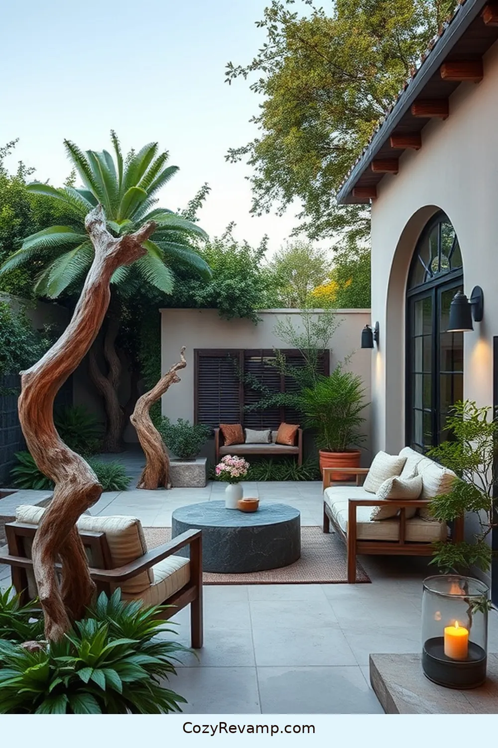18 Inspiring Minimalist Outdoor Patio Ideas With Reclaimed Materials 14 Driftwood Garden Decor for 18 Inspiring Minimalist Outdoor Patio Ideas With Reclaimed Materials