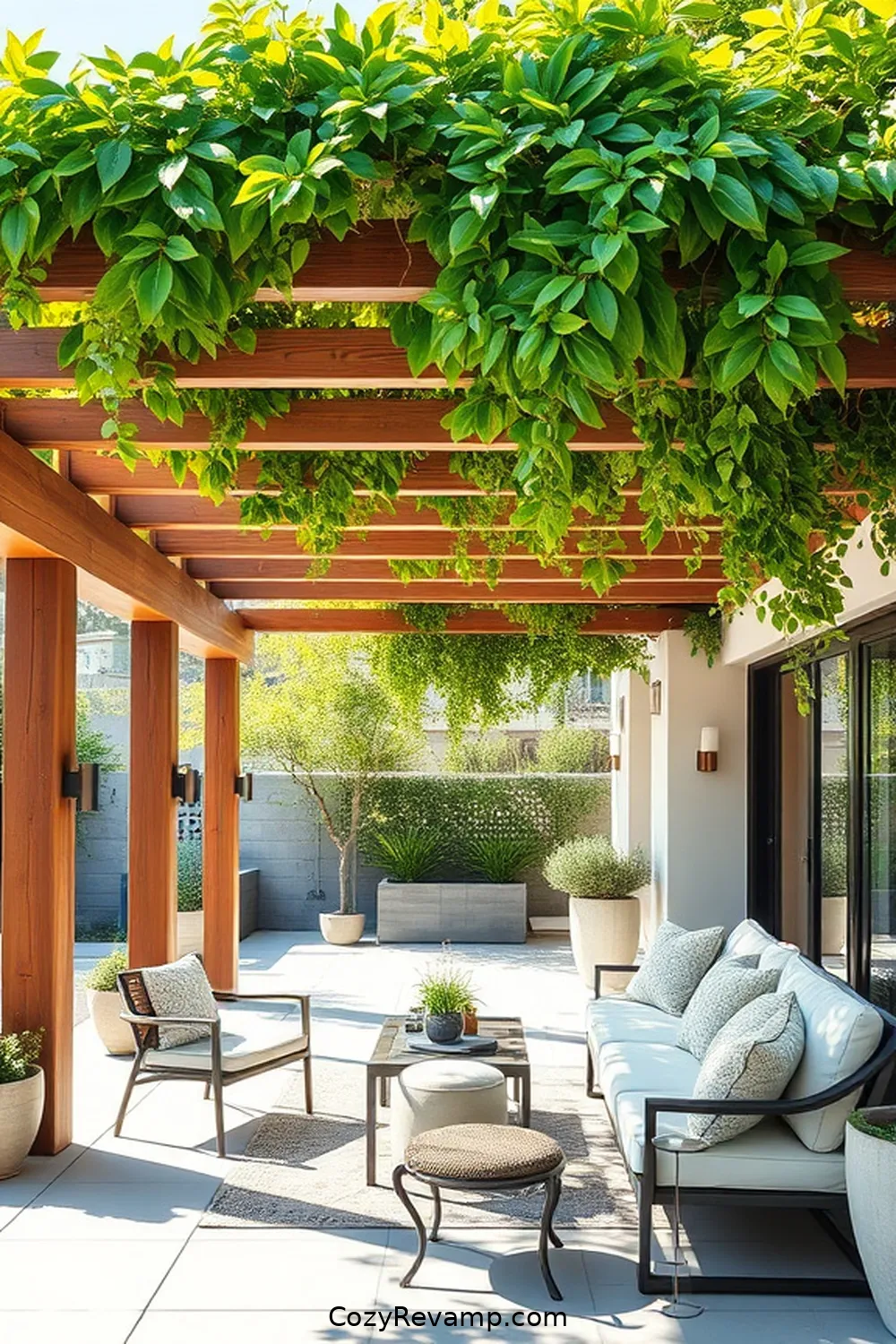 18 Inspiring Minimalist Outdoor Patio Ideas With Reclaimed Materials 12 Reclaimed Timber Pergola for 18 Inspiring Minimalist Outdoor Patio Ideas With Reclaimed Materials