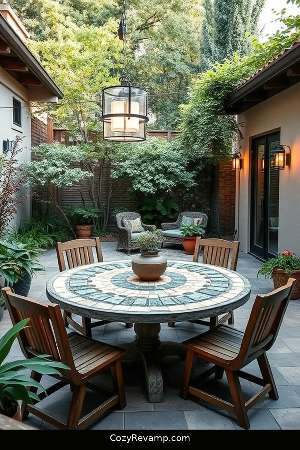 18 Inspiring Minimalist Outdoor Patio Ideas With Reclaimed Materials 15 Reused Tile Mosaic Table for 18 Inspiring Minimalist Outdoor Patio Ideas With Reclaimed Materials