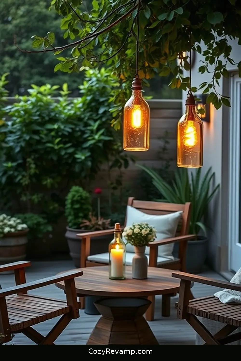 18 Inspiring Minimalist Outdoor Patio Ideas With Reclaimed Materials 13 Upcycled Glass Bottle Lanterns for 18 Inspiring Minimalist Outdoor Patio Ideas With Reclaimed Materials