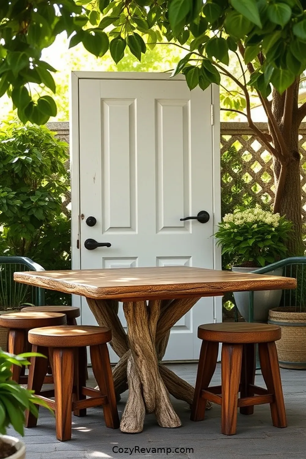 18 Inspiring Minimalist Outdoor Patio Ideas With Reclaimed Materials 4 Vintage Door Table for 18 Inspiring Minimalist Outdoor Patio Ideas With Reclaimed Materials