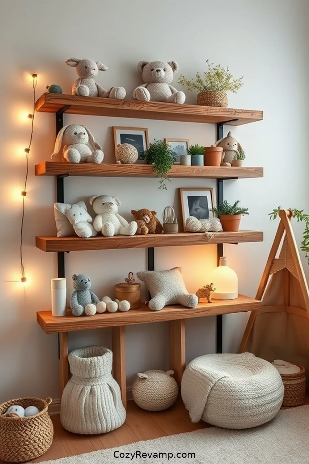 18 Must-Have Materials for a Scandinavian Nursery With Solar-Powered Lights 17 Reclaimed Wood Shelving for 18 Must-Have Materials for a Scandinavian Nursery With Solar-Powered Lights