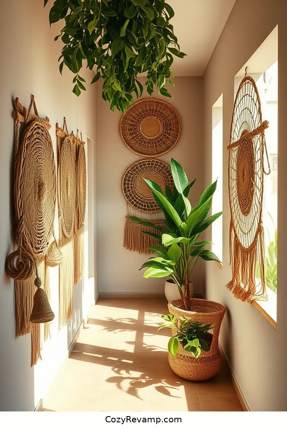 18 Stunning Bohemian Hallway Ideas Featuring Natural Fibers 13 12. Hemp Wall Art for a Unique Aesthetic for 18 Stunning Bohemian Hallway Ideas Featuring Natural Fibers