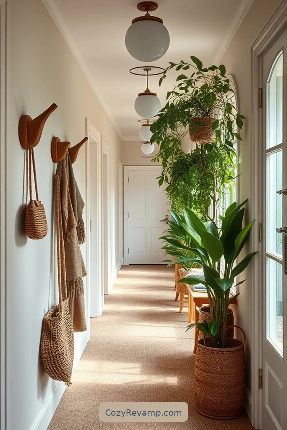 18 Stunning Bohemian Hallway Ideas Featuring Natural Fibers 14 13. Handcrafted Wooden Hooks for Functional Decor for 18 Stunning Bohemian Hallway Ideas Featuring Natural Fibers