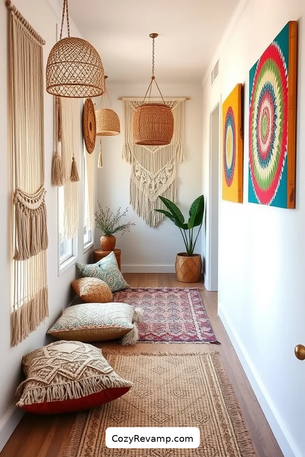 18 Stunning Bohemian Hallway Ideas Featuring Natural Fibers 17 16. Layering Different Textures for Depth for 18 Stunning Bohemian Hallway Ideas Featuring Natural Fibers