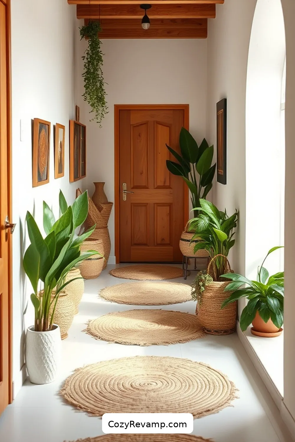 18 Stunning Bohemian Hallway Ideas Featuring Natural Fibers 2 Woven Jute Rugs for a Natural Grounding for 18 Stunning Bohemian Hallway Ideas Featuring Natural Fibers