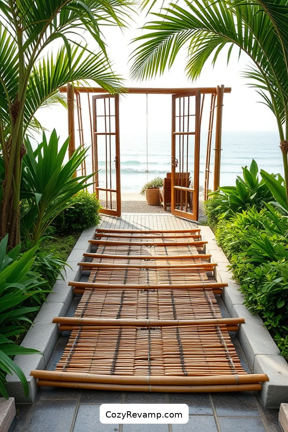 18 Stunning Coastal Entryways Featuring Bamboo Materials 8 Bamboo Steps: Eco-friendly Pathways for 18 Stunning Coastal Entryways Featuring Bamboo Materials