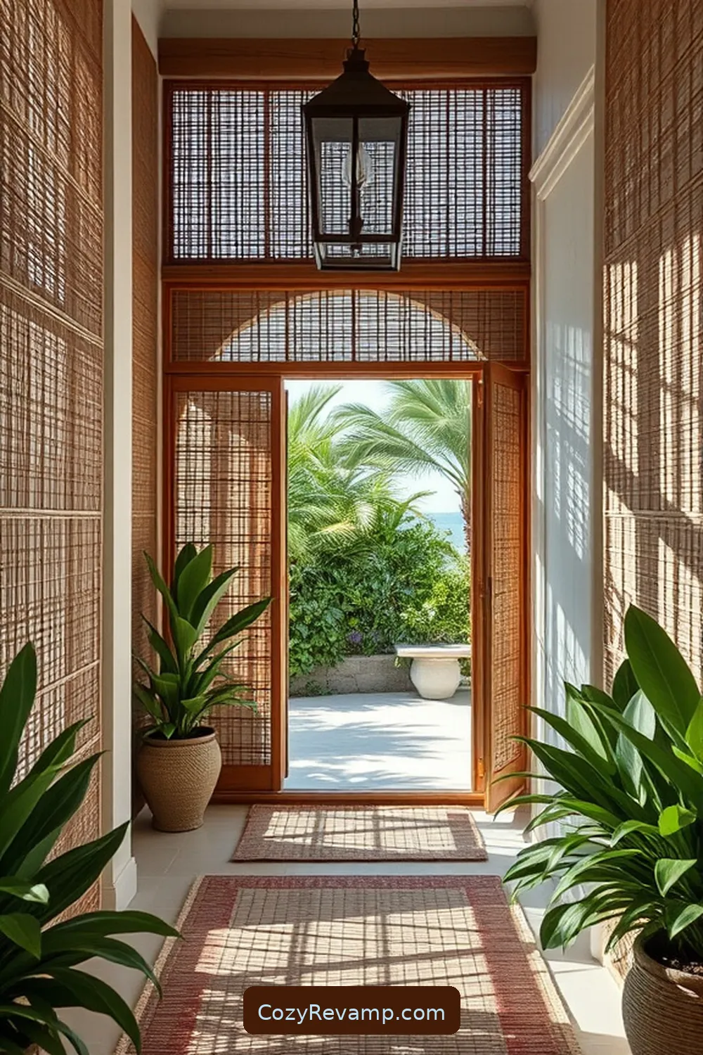 18 Stunning Coastal Entryways Featuring Bamboo Materials 7 Textured Bamboo Screens: Privacy With Flair for 18 Stunning Coastal Entryways Featuring Bamboo Materials