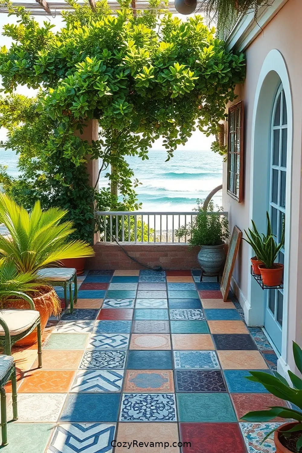 18 Stunning Ideas for a Coastal Outdoor Patio With Reclaimed Materials 16 Reclaimed Tile: Colorful Outdoor Flooring for 18 Stunning Ideas for a Coastal Outdoor Patio With Reclaimed Materials
