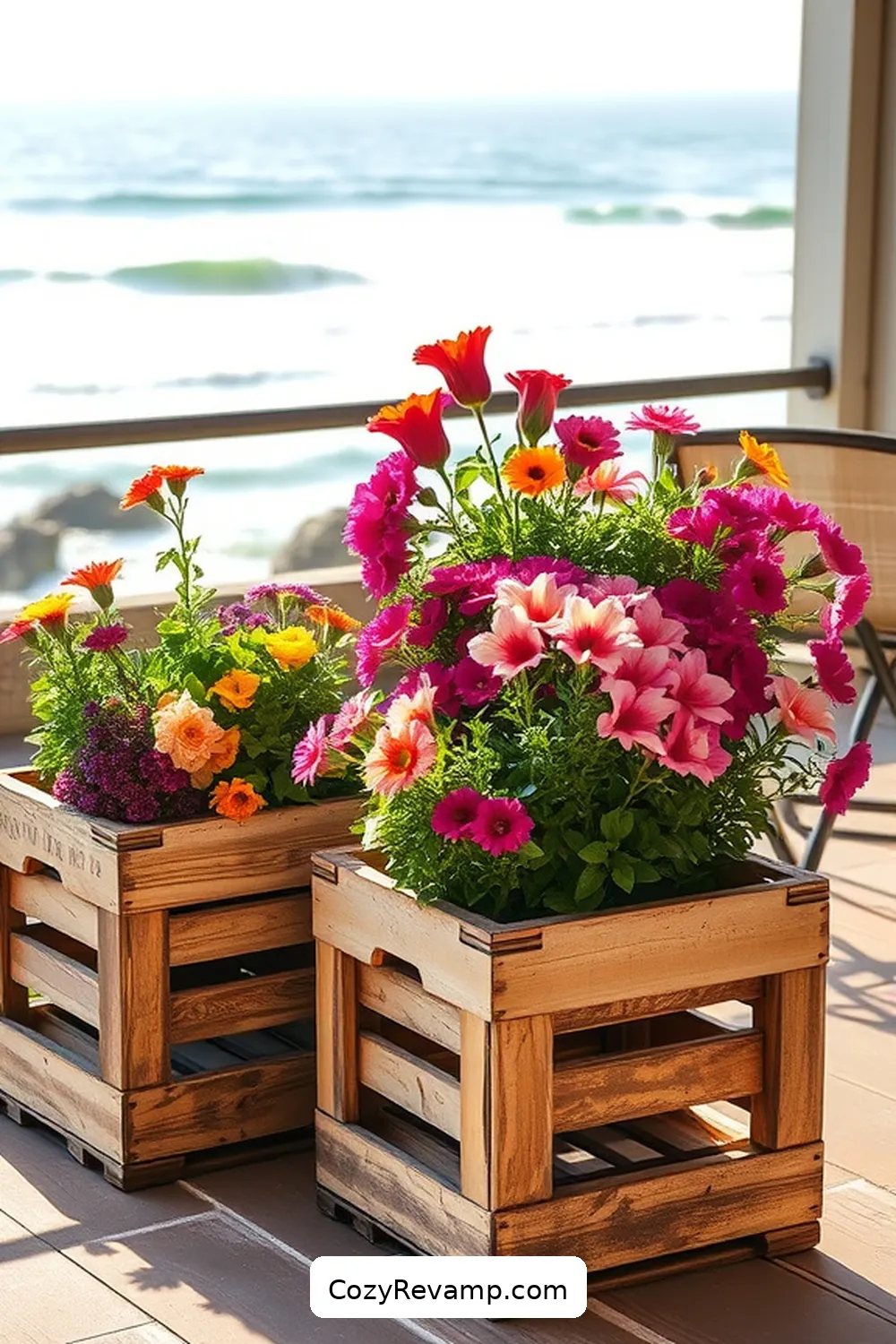 18 Stunning Ideas for a Coastal Outdoor Patio With Reclaimed Materials 4 Vintage Crates as Planters: Rustic Charm for 18 Stunning Ideas for a Coastal Outdoor Patio With Reclaimed Materials