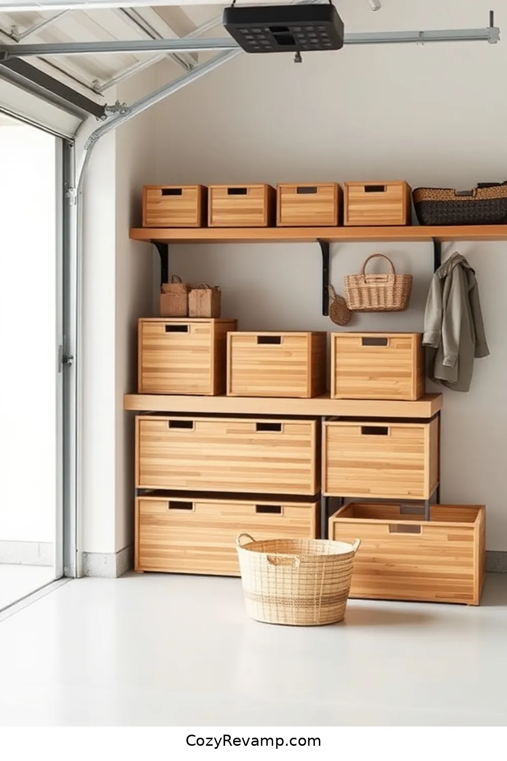 18 Stunning Minimalist Garage Ideas Using Bamboo Material 14 Custom Bamboo Storage Bins for 18 Stunning Minimalist Garage Ideas Using Bamboo Material