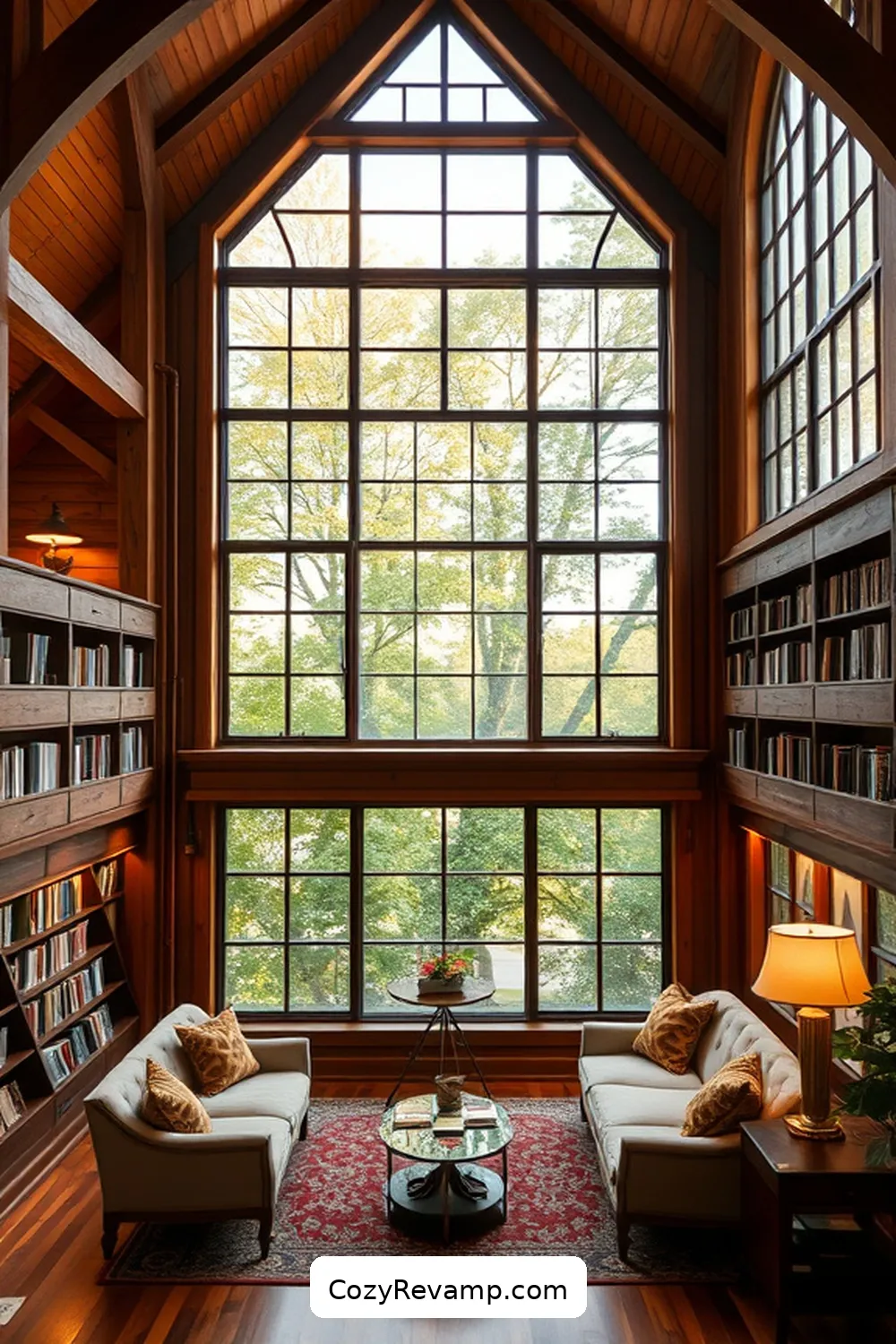 The Rustic Charm Library in Portland for 18 Stunning Minimalist Libraries With Reclaimed Materials