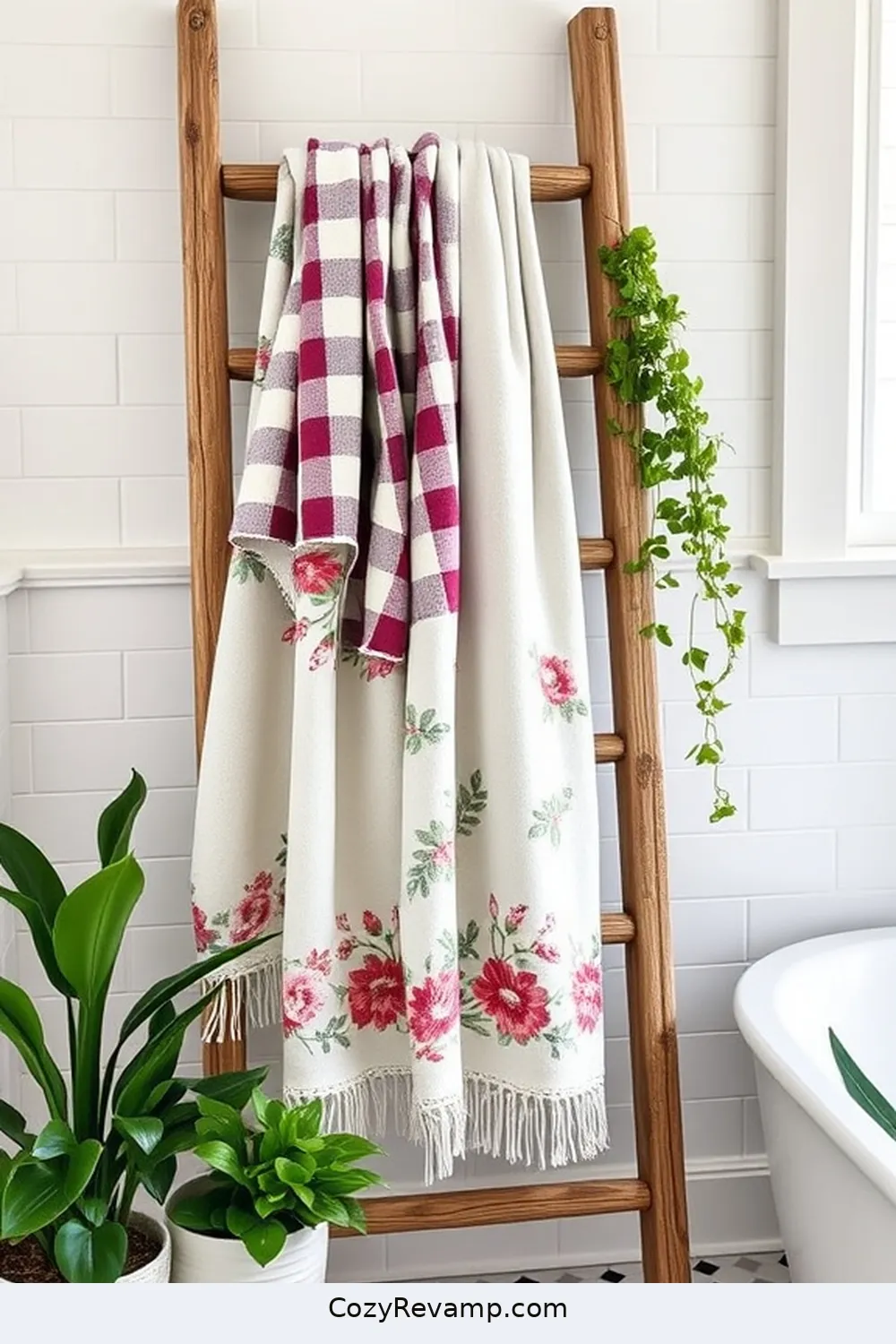 Cotton Towels With Farmhouse Patterns for 18 Stunning Modern Farmhouse Bathroom Ideas With Natural Fibers