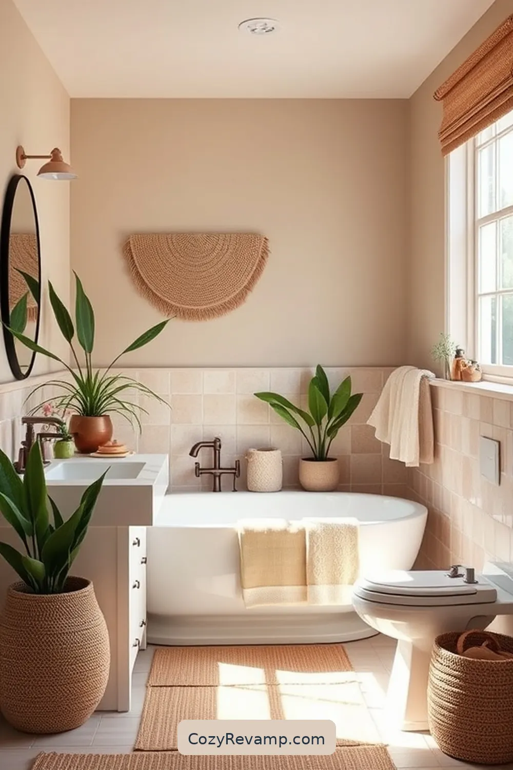 Earthy Color Palettes for 18 Stunning Modern Farmhouse Bathroom Ideas With Natural Fibers