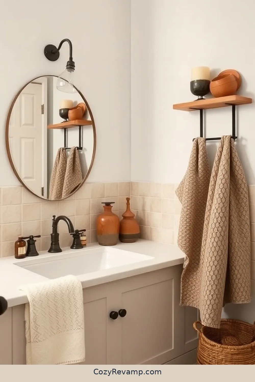 Handmade Pottery for Accessories for 18 Stunning Modern Farmhouse Bathroom Ideas With Natural Fibers