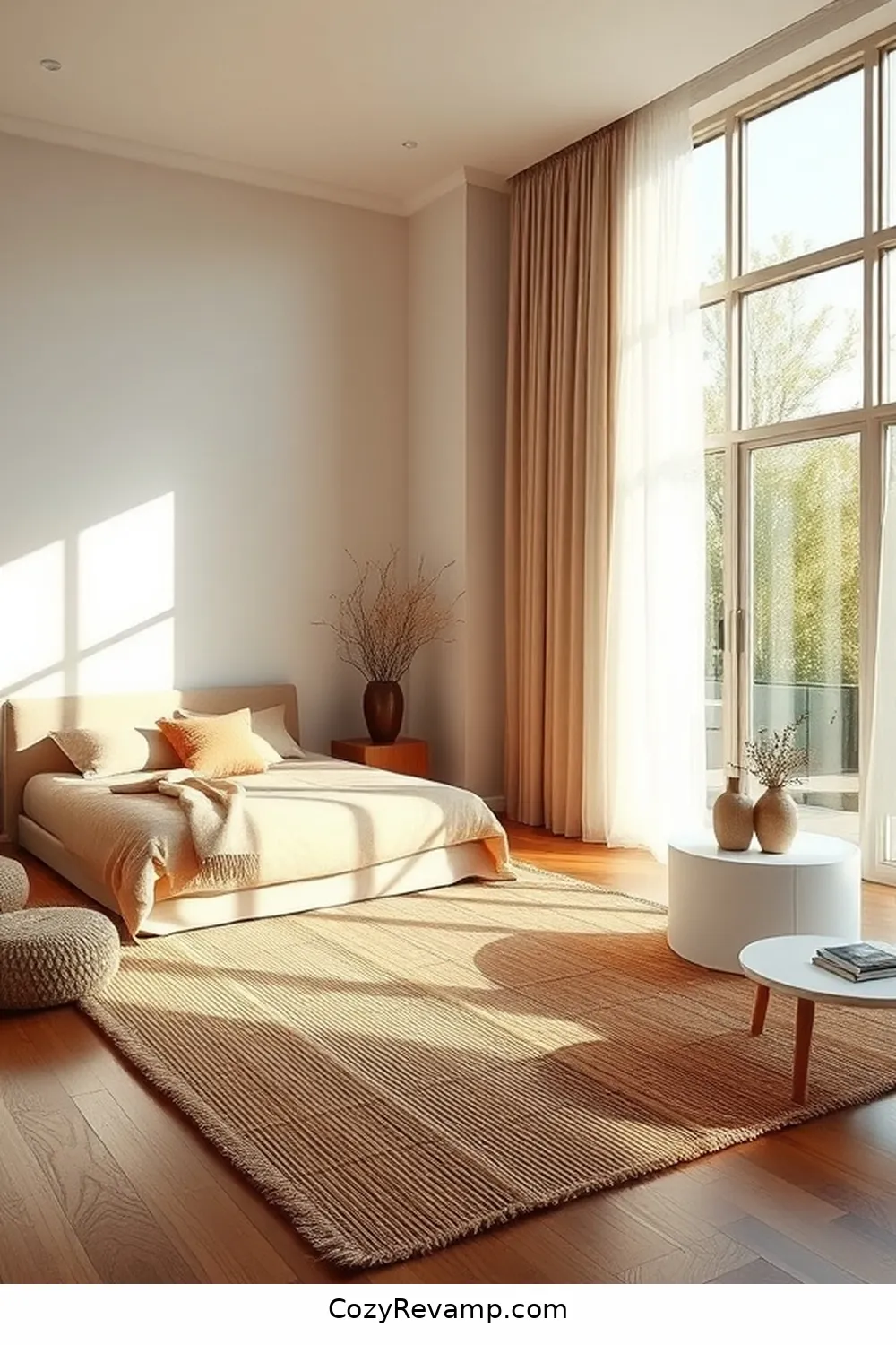 Bamboo Rugs for a Cozy Feel for 18 Ways to Design a Minimalist Bedroom With Bamboo Material