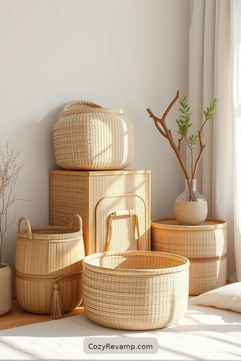 Bamboo Storage Baskets for 18 Ways to Design a Minimalist Bedroom With Bamboo Material