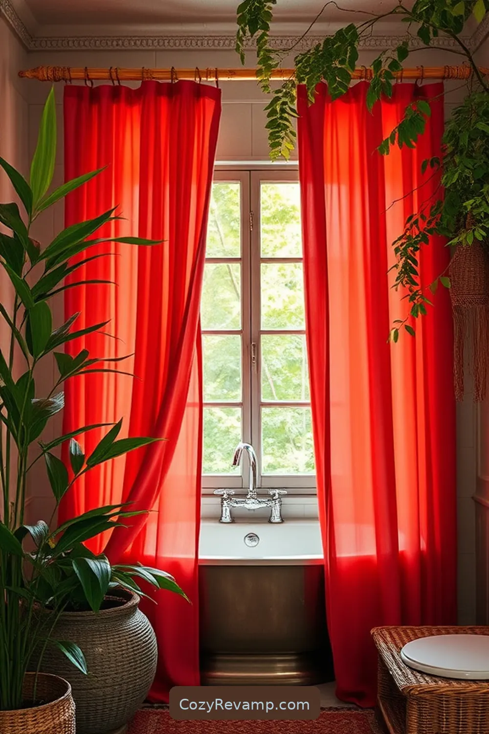 Bamboo Curtain Rod for 18 Ways to Use Bamboo Material in Your Bohemian Bathroom