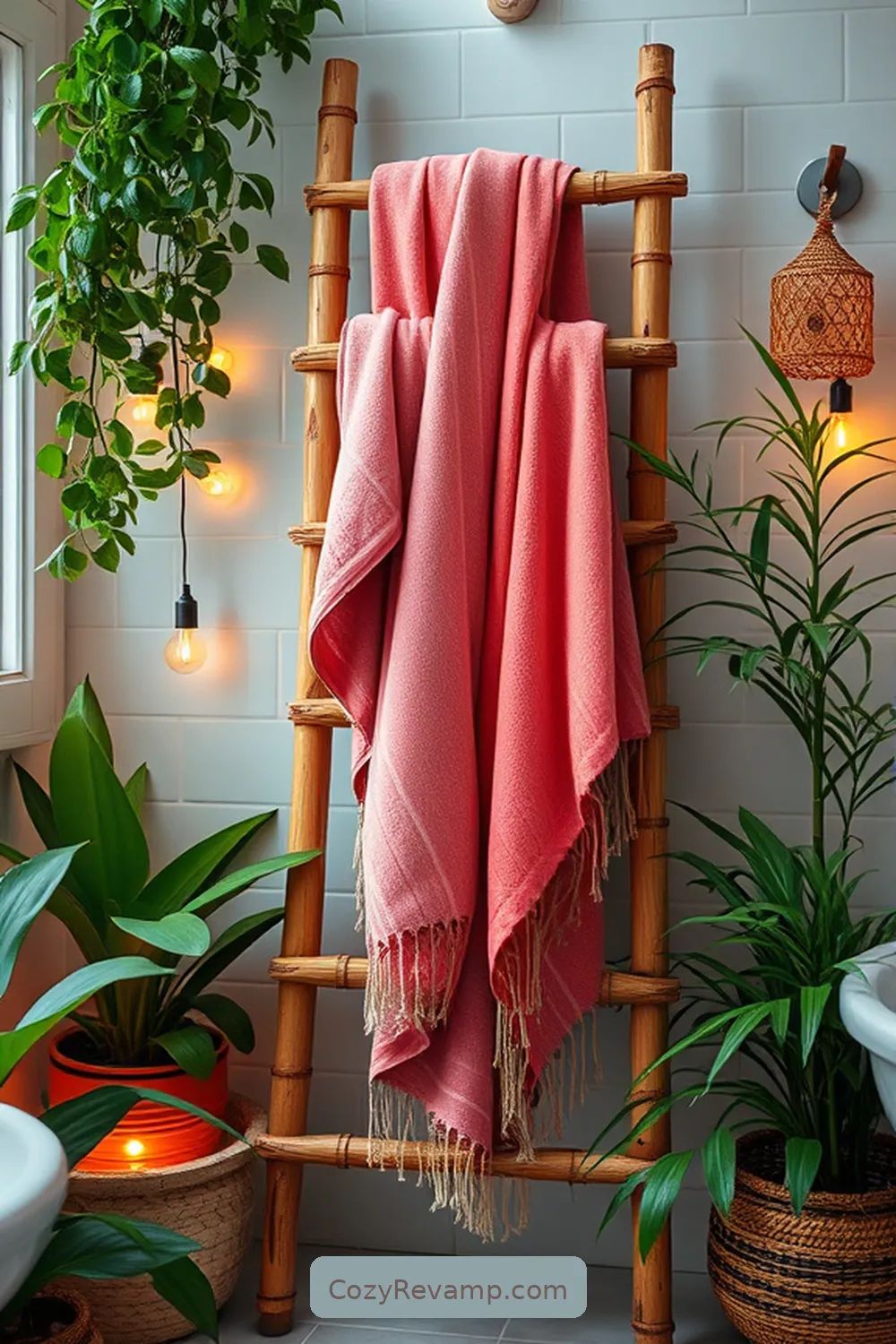 Bamboo Ladder for Towels for 18 Ways to Use Bamboo Material in Your Bohemian Bathroom