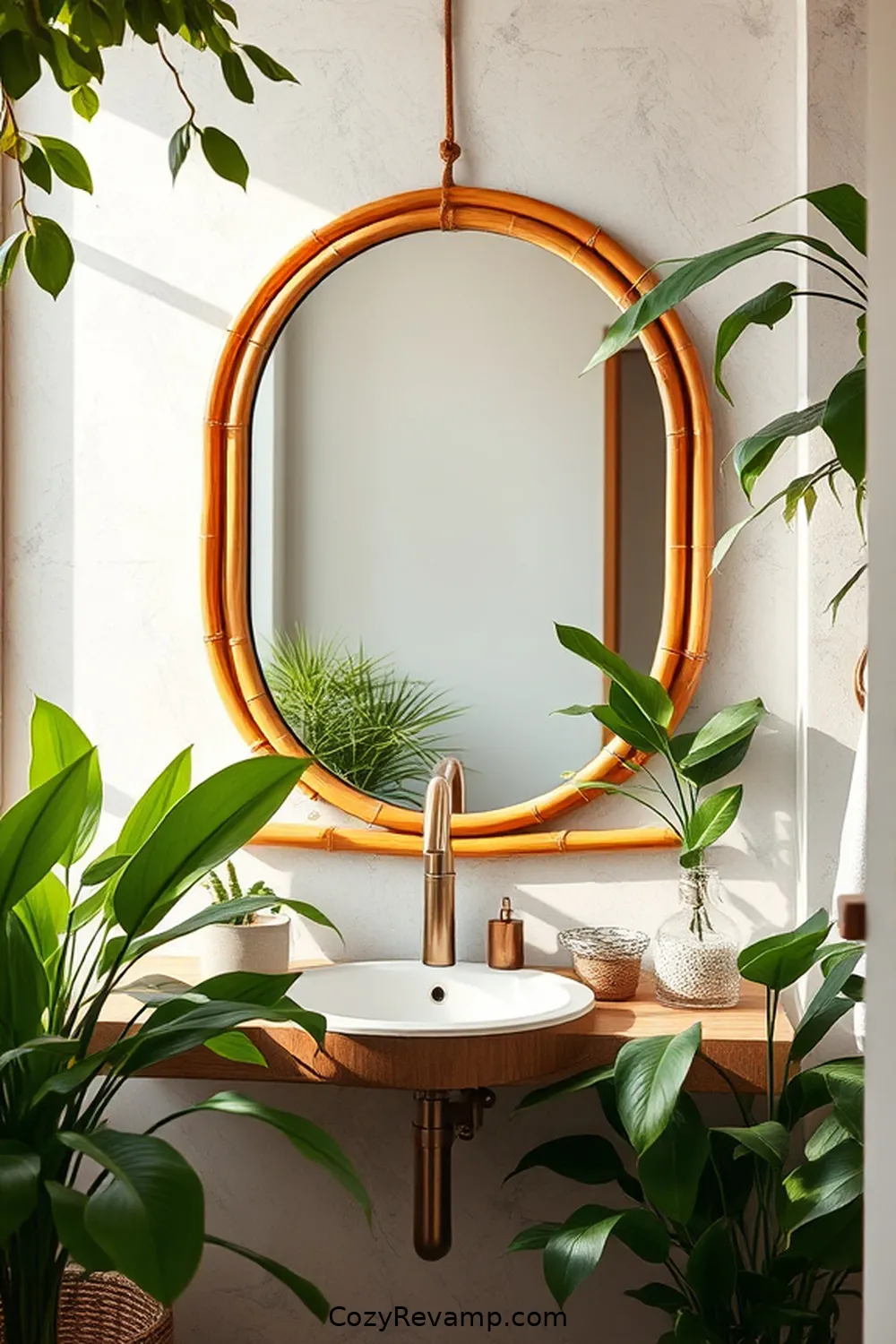 Bamboo Mirror Frame for 18 Ways to Use Bamboo Material in Your Bohemian Bathroom
