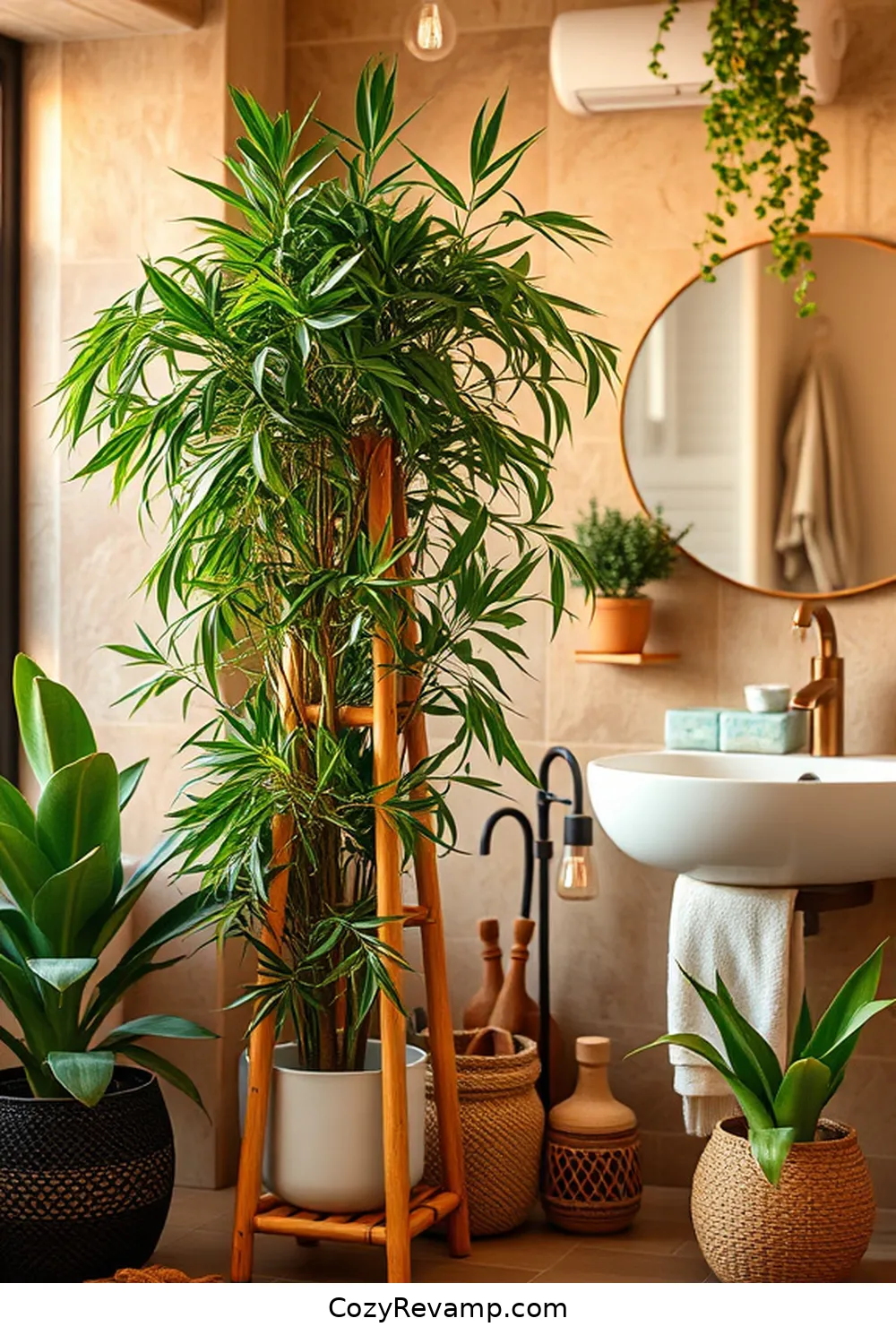 Bamboo Plant Stand for 18 Ways to Use Bamboo Material in Your Bohemian Bathroom