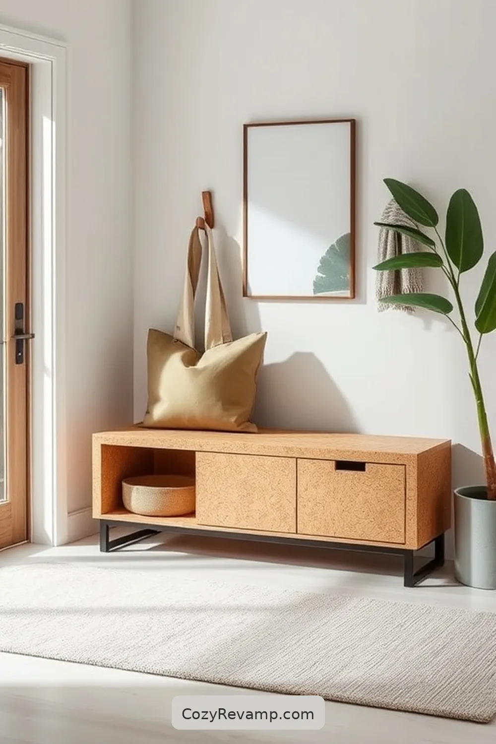 18 Ways to Use Cork Material for a Minimalist Entryway 4 Cork Entryway Bench for Seating and Storage for 18 Ways to Use Cork Material for a Minimalist Entryway