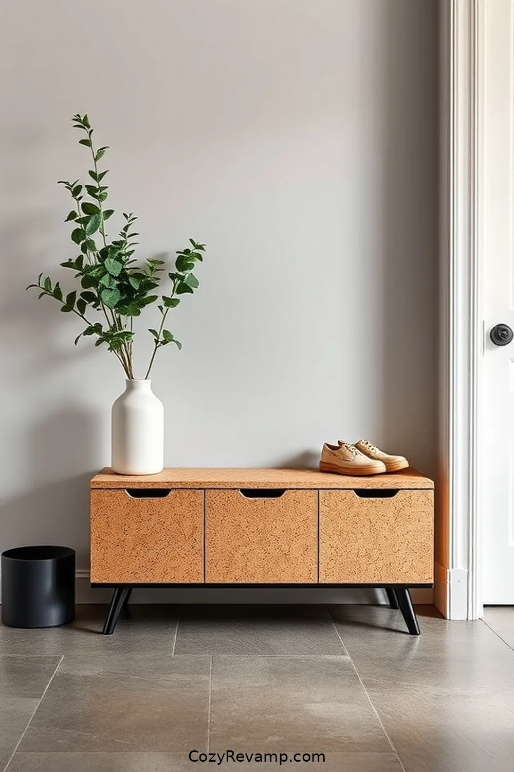 18 Ways to Use Cork Material for a Minimalist Entryway 10 Cork Shoe Storage Solution for 18 Ways to Use Cork Material for a Minimalist Entryway