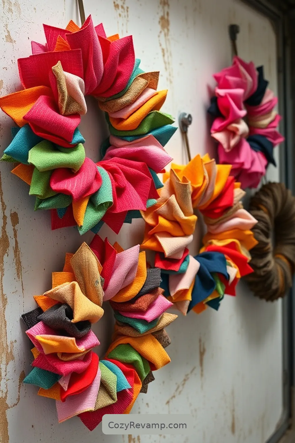 19 Creative Upcycled Fabric Ideas for Your Industrial Garage 10 Creative Fabric Wreaths for 19 Creative Upcycled Fabric Ideas for Your Industrial Garage